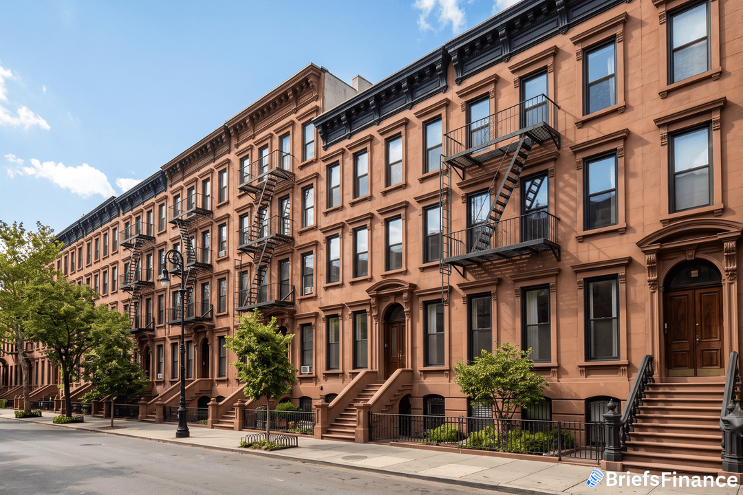 Row of New York City brownstone buildings