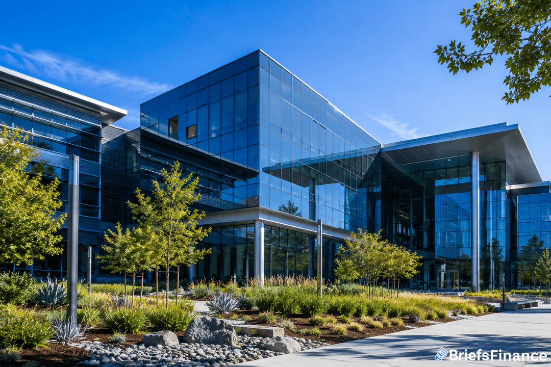 Glass tech campus, blue sky