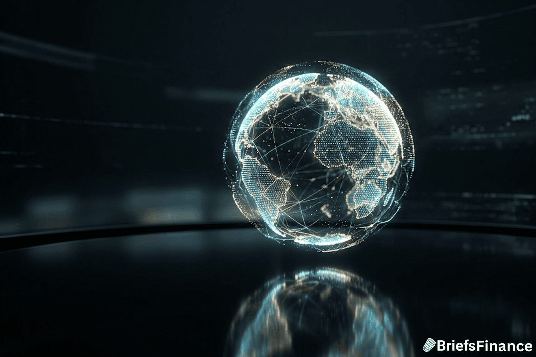 Glowing digital globe of particles