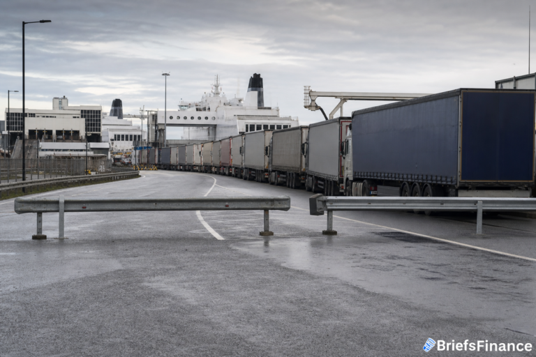 Masked anti-immigration protesters choke access to the Port of Dover